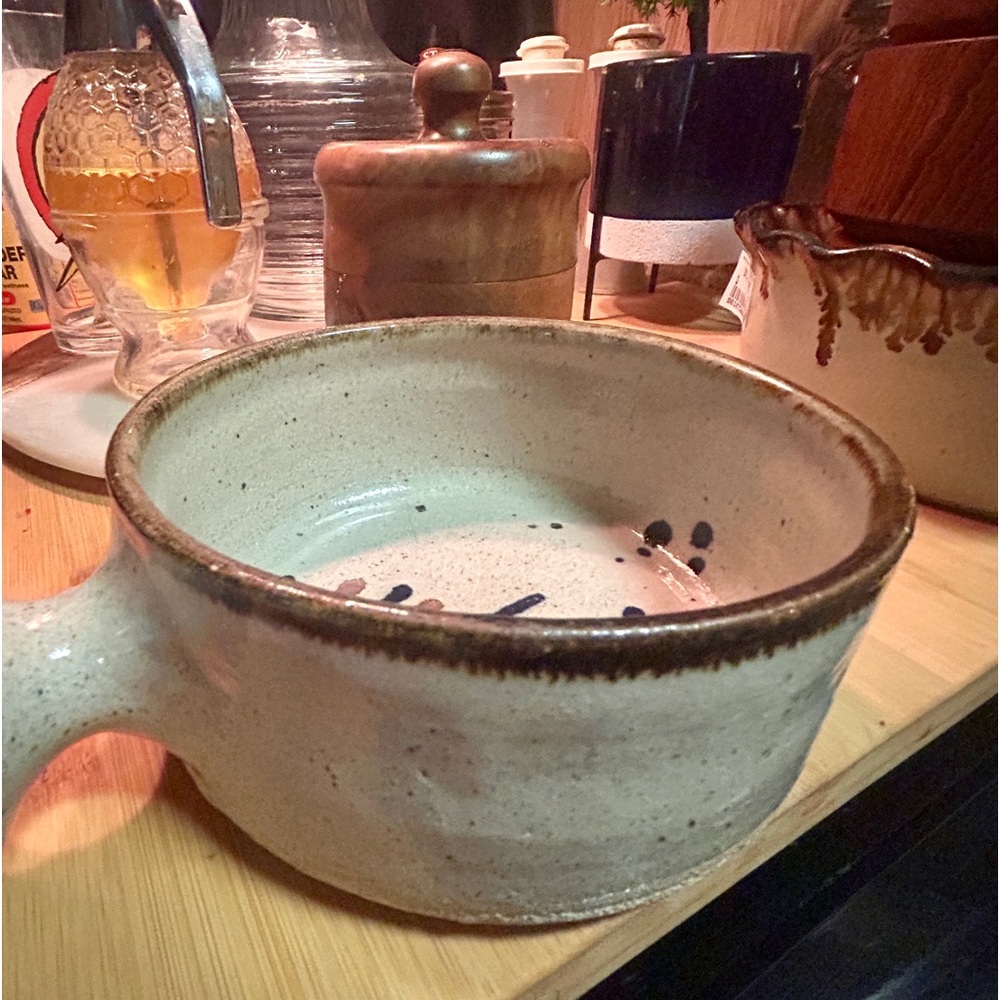 Studio pottery soup bowl large 6”x2.5”